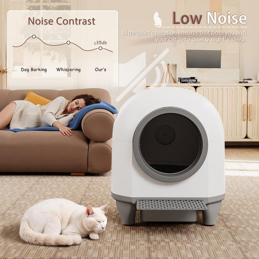 Automatic Cat Litter Box with APP Control – Large 90L, Low Noise, Safe & Easy to Clean