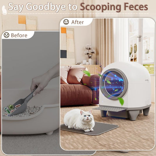 Automatic Cat Litter Box with APP Control – Large 90L, Low Noise, Safe & Easy to Clean