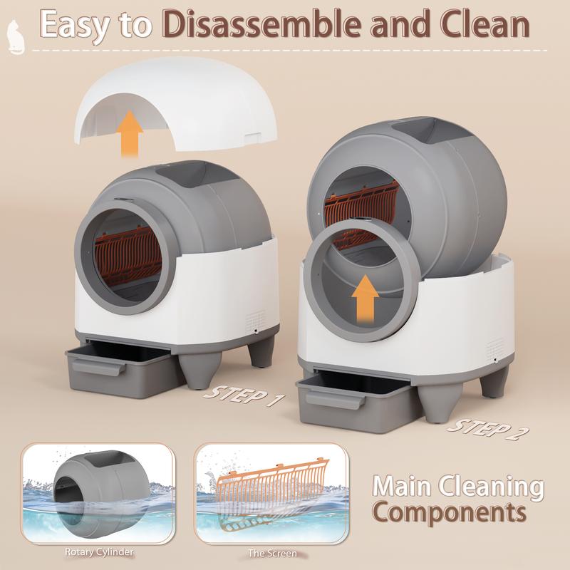 Automatic Cat Litter Box with APP Control – Large 90L, Low Noise, Safe & Easy to Clean